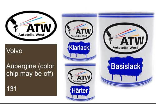 Volvo, Aubergine (color chip may be off), 131: 1L Lackdose + 1L Klarlack + 500ml Härter - Set, von ATW Autoteile West.